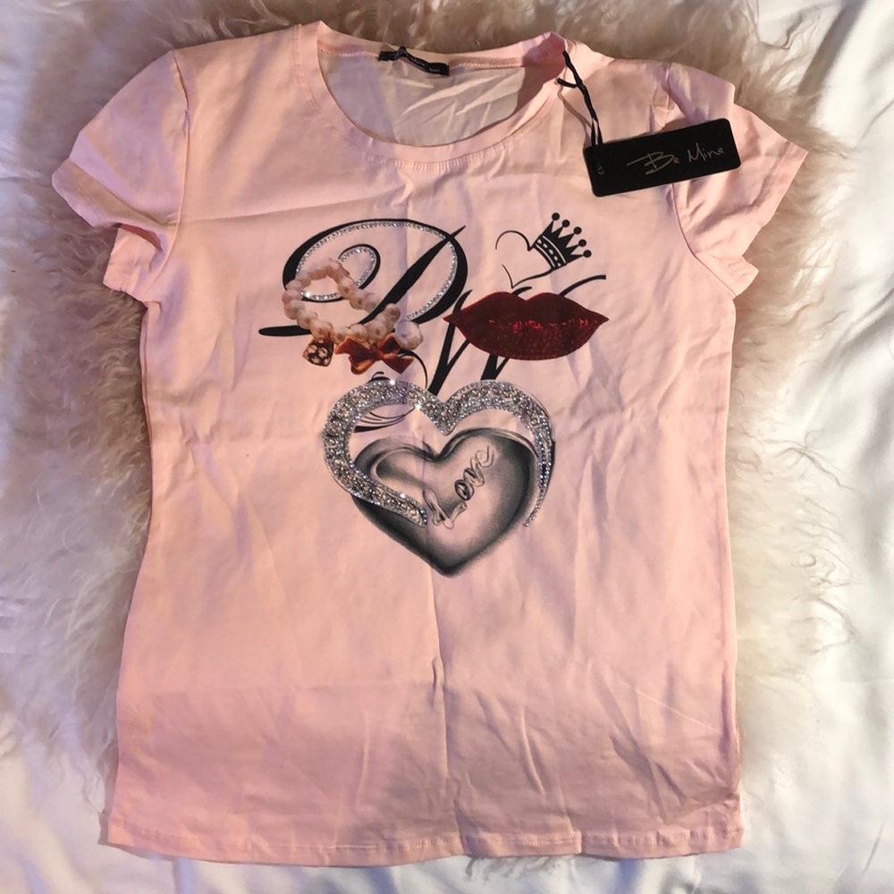 Pink T-Shirt w/ Rhinestone Detail